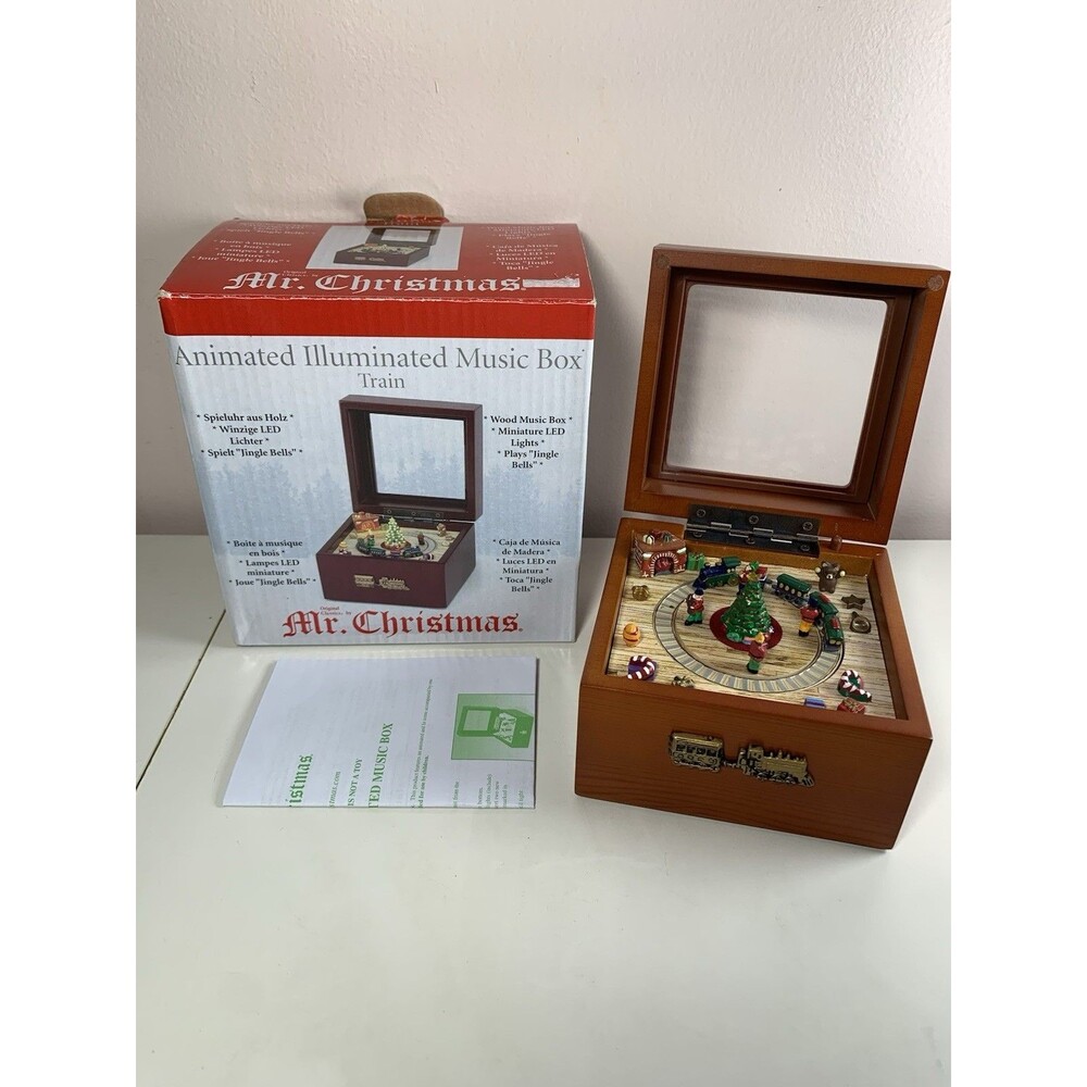 Mr. Christmas Music Box Animated Moving Train Plays Jingle Bells Holiday